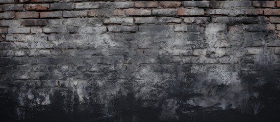 A closeup shot of a grey brick wall emitting smoke, highlighting the intricate brickwork pattern. Monochrome photography captures the texture in the darkness