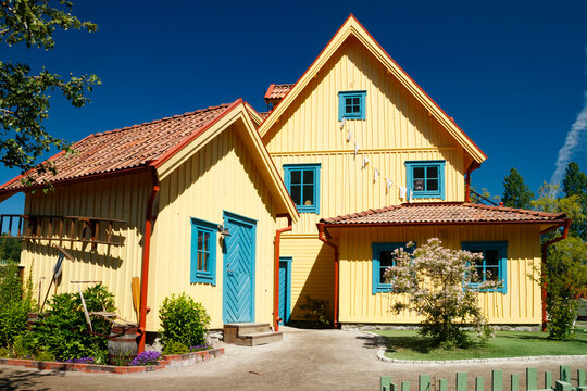 VIMMERBY, SWEDEN - 14 June 2023: Theme park Astrid Lindgren's World, Pippi Longstocking's house Villa Villekulla.