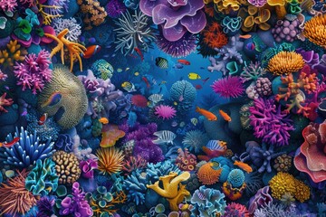 Fototapeta na wymiar Vibrant Coral Reef Teeming with Life on Earth Day