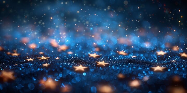 A shimmering and glowing abstract Christmas background with bright bokeh lights and a magical atmosphere.