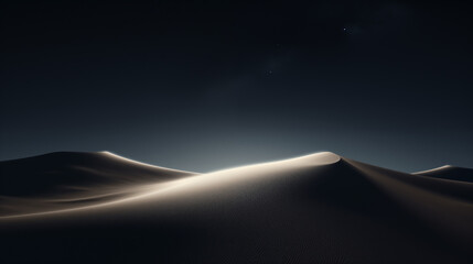 Monochrome Desert Landscape Under Moonlight - obrazy, fototapety, plakaty