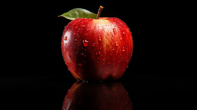 Red delicious apple on black background, advertising stock photo