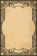 Digital Illustration hand drawn Vintage border frame engraving ornament.