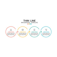 Vector infographic thin line arrow design label with icons. Business concept with 4 options or steps.