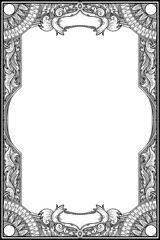 Digital Illustration hand drawn Vintage border frame engraving ornament.