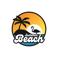 Summer Beach Retro Logo Template