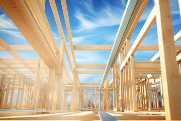 frame construction, wooden frame house, Wooden framework, building house, construction site,