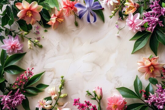 A beautifully crafted wide-angle photo of a vibrant floral frame