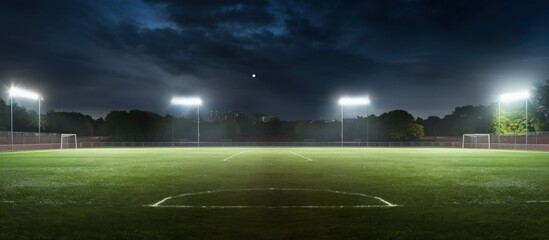 night grand soccer arena in the lights.
