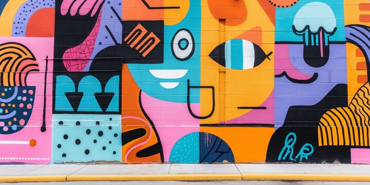 Colorful graffiti mural showcasing abstract art on an urban building side