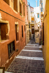 Chania old town alleys on a beautiful summer day, Crete, Greece