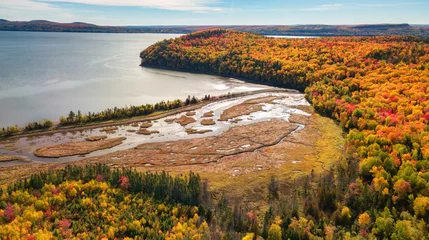 Foto op Aluminium Vibrant trees and landscape on East Coast of Atlantic Ocean. Quebec, Canada © edb3_16
