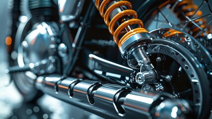 Intricate motorcycle chain and sprocket mechanism in a dynamic close-up view