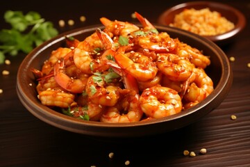 Succulent Shrimp spicy appetizer cocktail with lime citrus. Cuisine seafood cooking meal dinner. Generate Ai