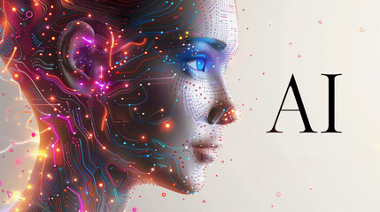 Artificial Intelligence AI Logo Business Technology Woman Android Circuit Face