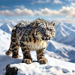 Obraz premium snow leopard in the snow