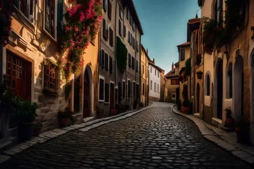 Foto auf Acrylglas Beautiful old narrow street in the town. © sarmad