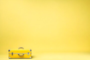 Yellow travel bag on a yellow background.