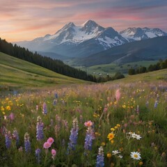 alpine meadow in the mountains