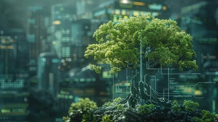 Green tech in education. Digital learning, sustainability focus. concept. Eco-awareness, green future