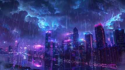 View of the sky above the city with an anime comic concept AI generated image