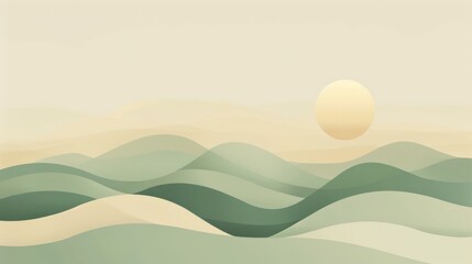 Fototapeta na wymiar Elegant abstract landscape with rolling dunes under a pastel sky, evoking tranquility and peace..