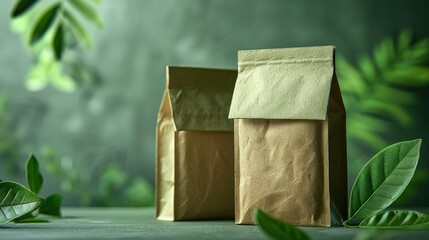 Eco-friendly packaging digital design. Biodegradable materials, less waste. concept. Eco-awareness, green future - obrazy, fototapety, plakaty