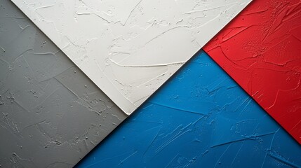 Vibrant red, white, and blue textured triangles, a mix of patriotism and abstract art..