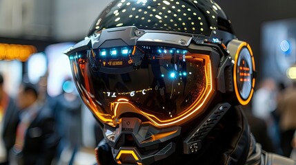 High-tech wearable gadgets display at a tech expo