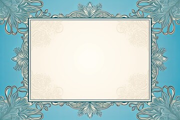 Blank azure page with very simple single flower mandala outline design border