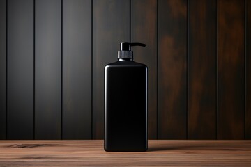 a black bottle with a dispenser - obrazy, fototapety, plakaty