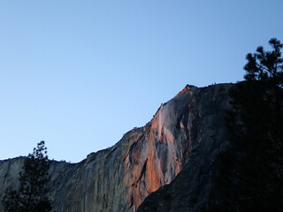 Horsetail Falls in the Yosemite winter