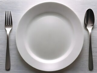 empty plate with fork and knife spoon cutlery 