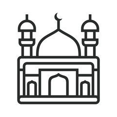 mosque icon line. muslim building to pray. vector illustration
