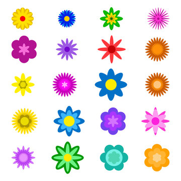 Set of vector colorful small flower icons