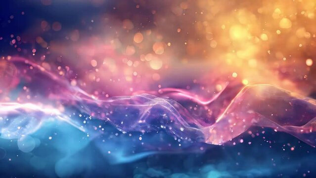 Abstract digital background with particles and bokeh effect.