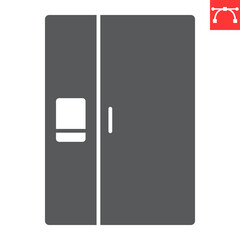Refrigerator glyph icon, home appliances and household, freezer vector icon, vector graphics, editable stroke solid sign, eps 10.