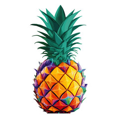 Colorful pineapple isolated on white or transparent background, vector illustration