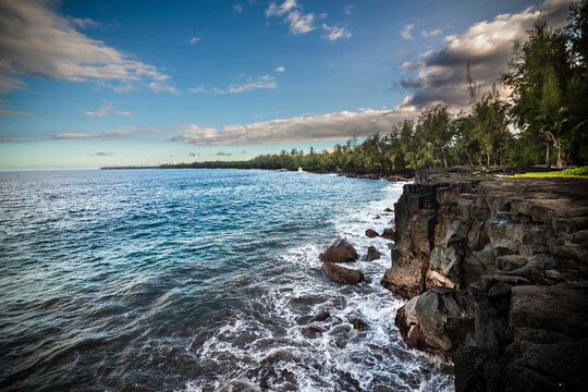 Sea cliffs off the Puna Trail near Hilo, Hawaii