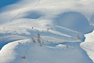 Obraz premium Österreich, Salzburg, Rauristal, Hohe Tauern, eine Person, Ski Touren gehen