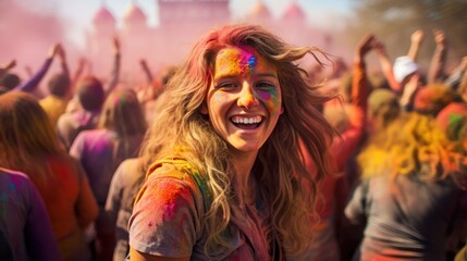 Holi color festival people celebrating
