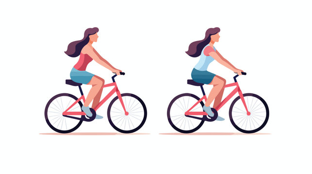 Beautiful women in bike avatar character vector illustration