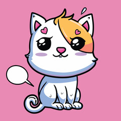 Cute and funny kitty vector illustration in pastel colors