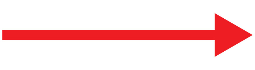 Long arrow vector icon. Red horizontal double arrow. Vector design - obrazy, fototapety, plakaty