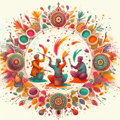 illustration of bright holi festival of colour