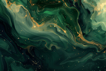 Elegant swirls of green and gold in a luxurious marbled texture