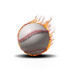 burning baseball with fire isolated on transparent background