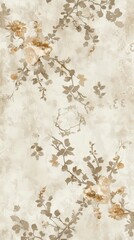 Soft cream vintage floral pattern with flowers and vines in watercolor style - Subtle gradient background with baroque style pattern in the background created with Generative AI Technology