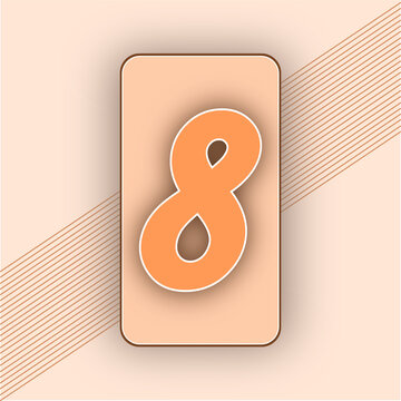 Numeral oito sobre fundo retangular desenhado representando celular.