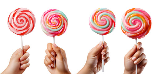 child little hand holding lollipop